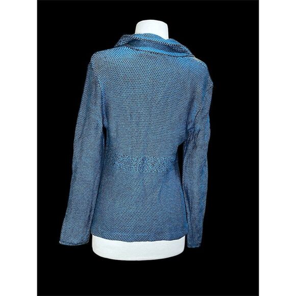 NIC+ZOE Women's L Blue Geometric Long Sleeve Button-Up Jacket - Picture 3 of 8